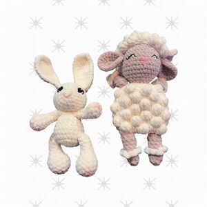 Handmade Lamb And Bunny Plush Smugglers Amigurumi Animals